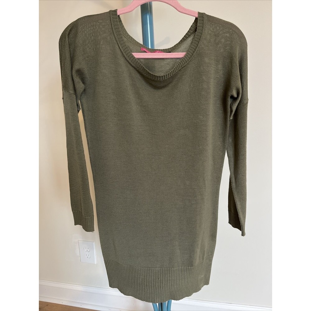 Italian Sweater Colección Casual By Venco Olive Green Long Sleeve Soft Knit Sz S
